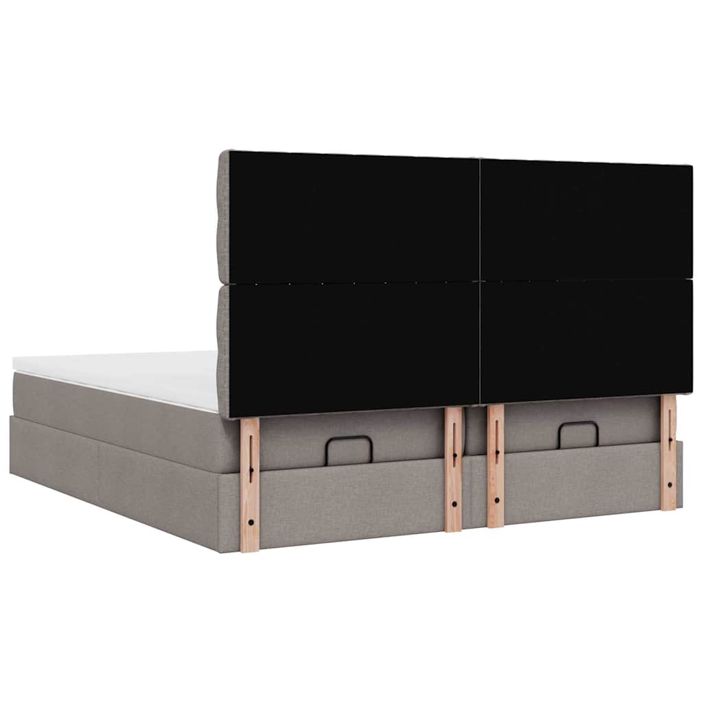 Οθωμανικό κρεβάτι με στρώματα & LEDs Taupe 200x200cm ύφασμα