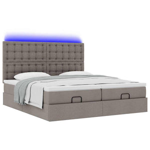 Οθωμανικό κρεβάτι με στρώματα & LEDs Taupe 180x200cm ύφασμα