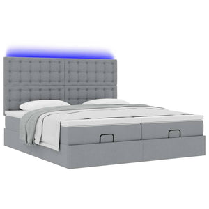 Οθωμανικό κρεβάτι με στρώματα & LEDs Ανοιχτό γκρι ύφασμα - Pakobazaar