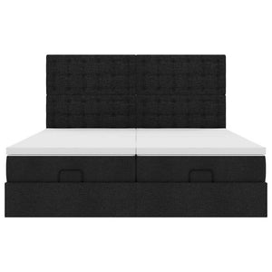 Οθωμανικό κρεβάτι με στρώματα & LEDs Μαύρο 200x200cm ύφασμα - Pakobazaar