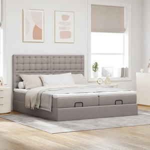 Οθωμανικό κρεβάτι με στρώματα & LEDs Taupe 200x200cm ύφασμα