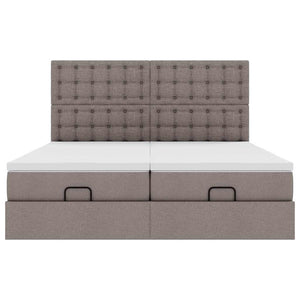 Οθωμανικό κρεβάτι με στρώματα & LEDs Taupe 200x200cm ύφασμα