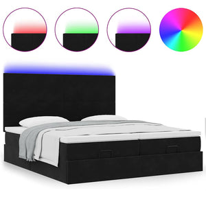 Οθωμανικό κρεβάτι με στρώματα & LEDs Μαύρο 160x200cm Velvet - Pakobazaar