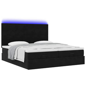 Οθωμανικό κρεβάτι με στρώματα & LEDs Μαύρο 160x200cm Velvet - Pakobazaar