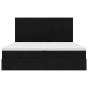 Οθωμανικό κρεβάτι με στρώματα & LEDs Μαύρο 160x200cm Velvet - Pakobazaar