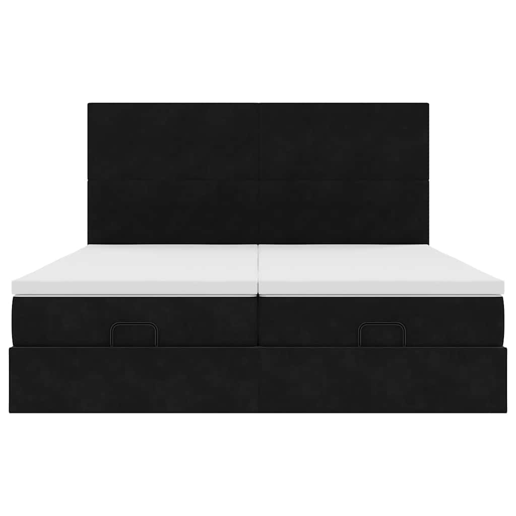 Οθωμανικό κρεβάτι με στρώματα & LEDs Μαύρο 180x200cm Velvet - Pakobazaar