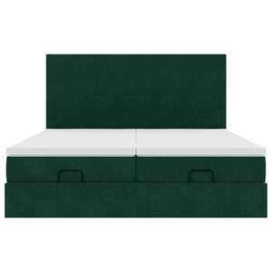 Οθωμανικό κρεβάτι με στρώματα&LEDs Dark Green 180x200cm Velvet