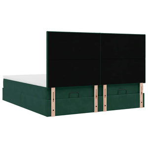 Οθωμανικό κρεβάτι με στρώματα&LEDs Dark Green 180x200cm Velvet