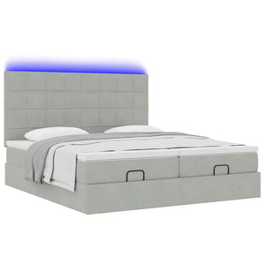 Οθωμανικό κρεβάτι με στρώματα & LEDs Ανοιχτό γκρι Βελούδο - Pakobazaar