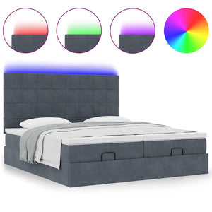 Οθωμανικό κρεβάτι με στρώματα & LEDs Σκούρο γκρι Velvet
