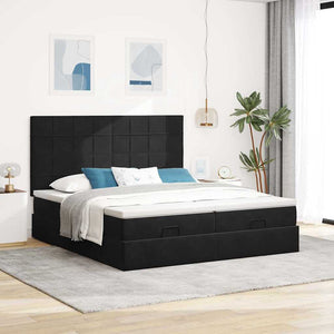 Οθωμανικό κρεβάτι με στρώματα & LEDs Μαύρο 180x200cm Velvet - Pakobazaar