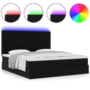 Οθωμανικό κρεβάτι με στρώματα & LEDs Μαύρο 180x200cm Velvet - Pakobazaar
