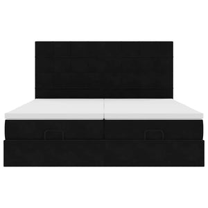 Οθωμανικό κρεβάτι με στρώματα & LEDs Μαύρο 180x200cm Velvet - Pakobazaar