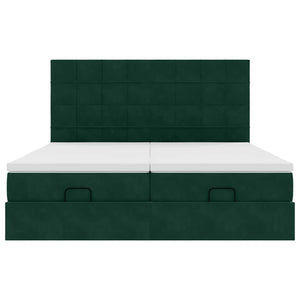 Οθωμανικό κρεβάτι με στρώματα&LEDs Dark Green 180x200cm Velvet - Pakobazaar