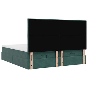 Οθωμανικό κρεβάτι με στρώματα&LEDs Dark Green 180x200cm Velvet - Pakobazaar