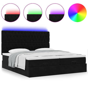 Οθωμανικό κρεβάτι με στρώματα & LEDs Μαύρο 160x200cm Velvet - Pakobazaar