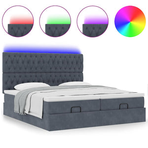 Οθωμανικό κρεβάτι με στρώματα & LEDs Σκούρο γκρι Velvet - Pakobazaar