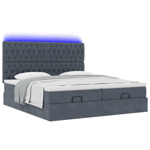 Οθωμανικό κρεβάτι με στρώματα & LEDs Σκούρο γκρι Velvet - Pakobazaar