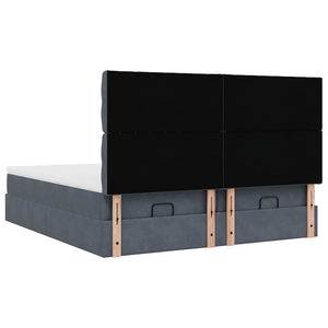 Οθωμανικό κρεβάτι με στρώματα & LEDs Σκούρο γκρι Velvet - Pakobazaar