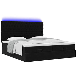 Οθωμανικό κρεβάτι με στρώματα & LEDs Μαύρο 180x200cm Velvet - Pakobazaar