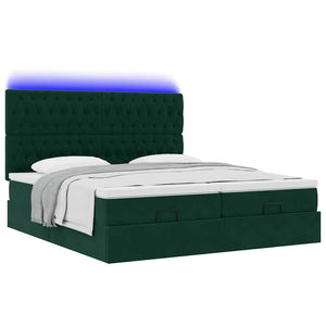 Οθωμανικό κρεβάτι με στρώματα&LEDs Dark Green 180x200cm Velvet - Pakobazaar