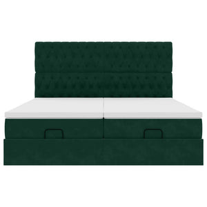 Οθωμανικό κρεβάτι με στρώματα&LEDs Dark Green 180x200cm Velvet - Pakobazaar