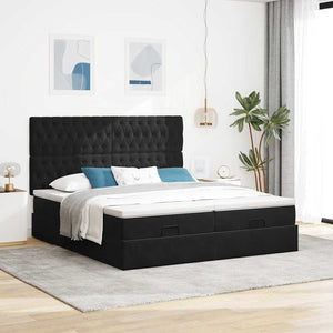 Οθωμανικό κρεβάτι με στρώματα & LEDs Μαύρο 200x200cm Velvet - Pakobazaar
