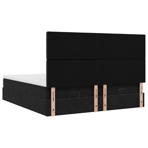 Οθωμανικό κρεβάτι με στρώματα & LEDs Μαύρο 160x200cm Velvet - Pakobazaar