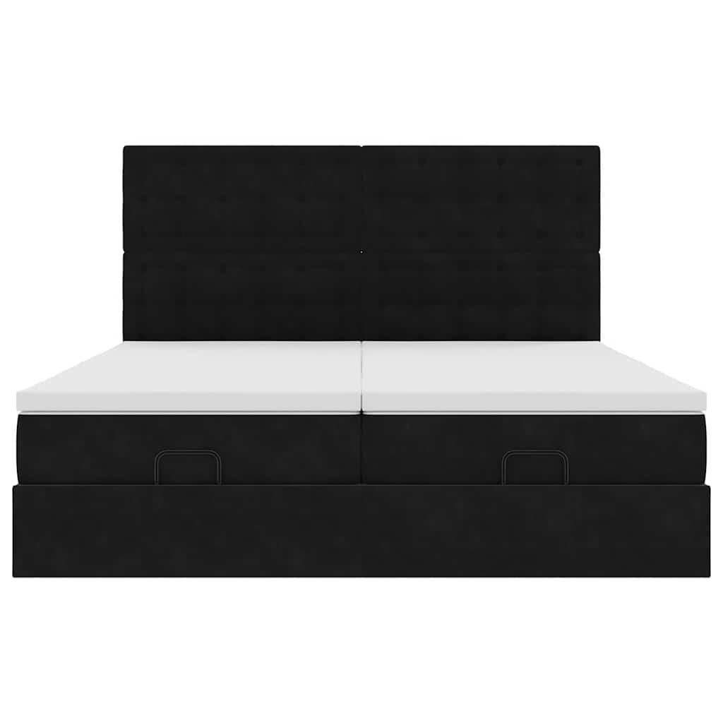 Οθωμανικό κρεβάτι με στρώματα & LEDs Μαύρο 180x200cm Velvet - Pakobazaar
