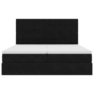 Οθωμανικό κρεβάτι με στρώματα & LEDs Μαύρο 180x200cm Velvet - Pakobazaar