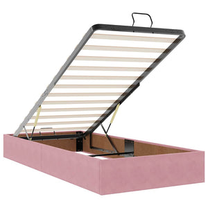 Οθωμανικό κρεβάτι με στρώματα & LEDs Ροζ 180x200cm Velvet - Pakobazaar