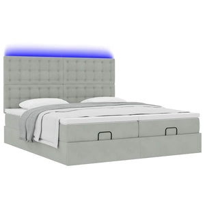 Οθωμανικό κρεβάτι με στρώματα & LEDs Ανοιχτό γκρι Βελούδο - Pakobazaar