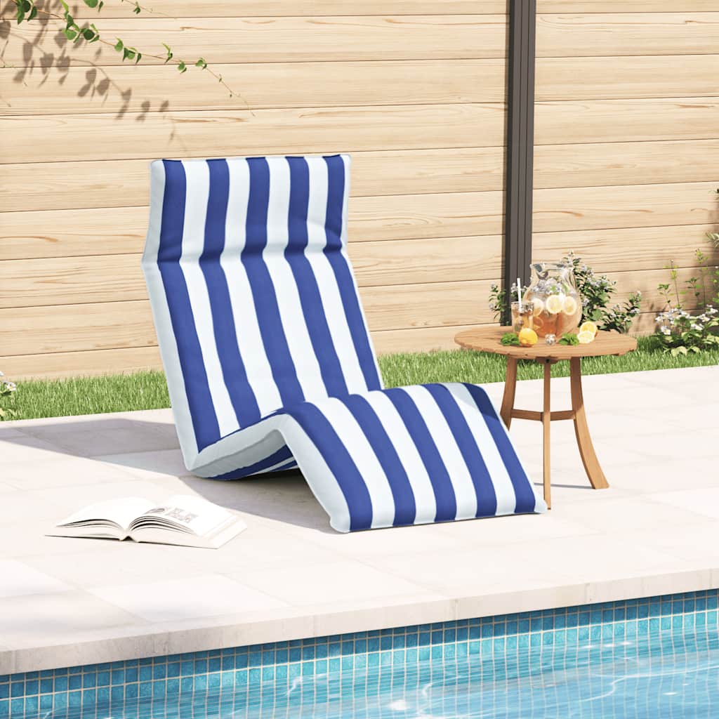 Ξαπλώστρα Πτυσσόμενη Μπλε και Λευκή 175x54x8,5 εκ. από Ύφασμα Oxford - Pakobazaar