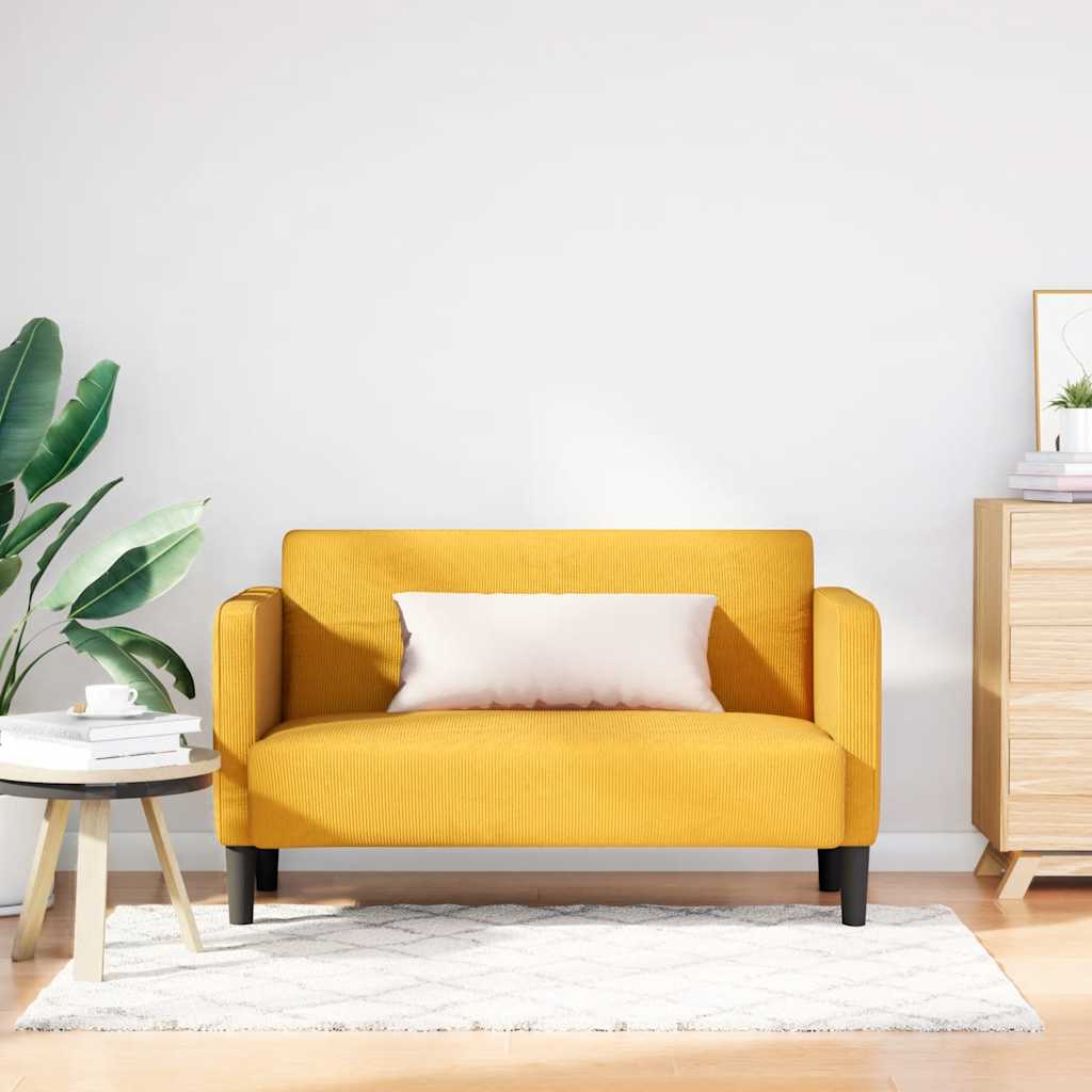 Καναπές Loveseat Αν. κίτρινο 109 εκ. ύφασμα Corduroy - Pakobazaar