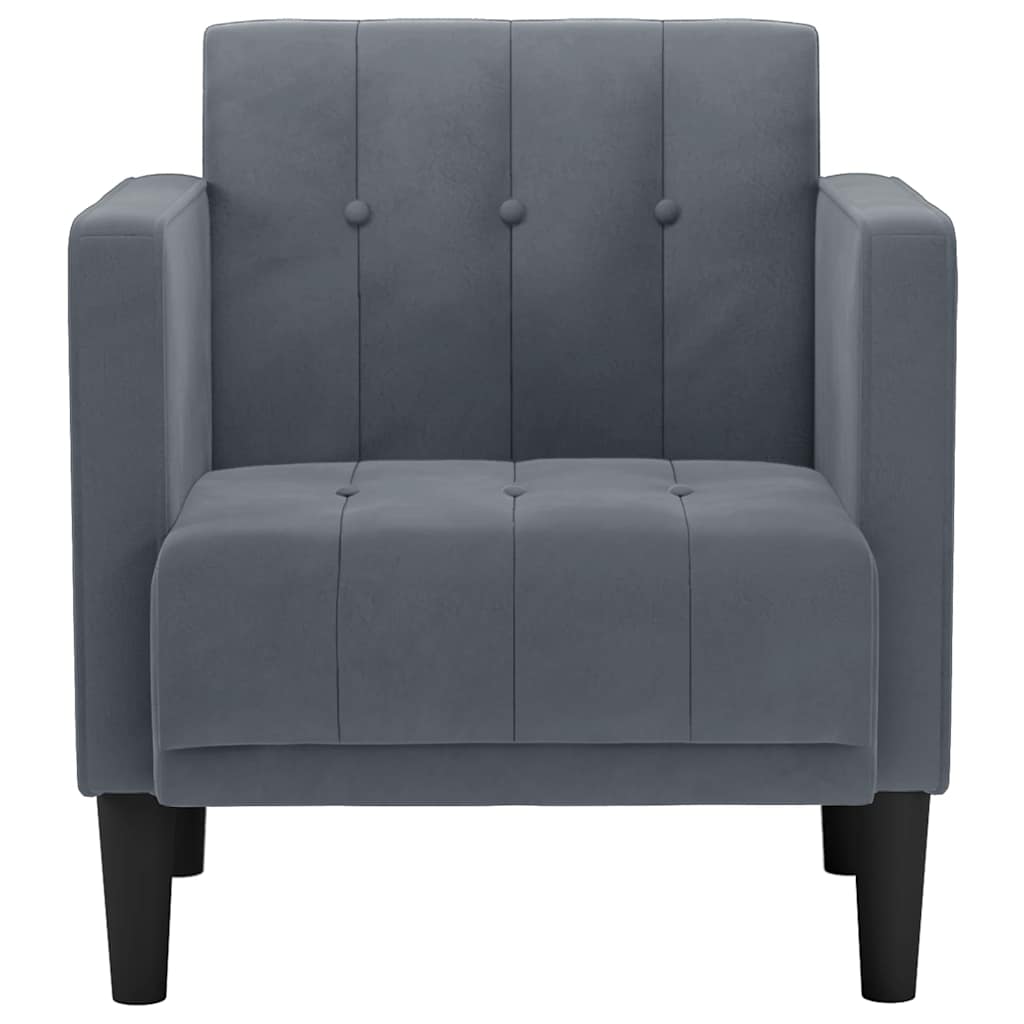 Πολυθρόνα-Καναπέ με Μπράτσα Σκούρο Γκρι Βελούδο 53 εκ. - Pakobazaar