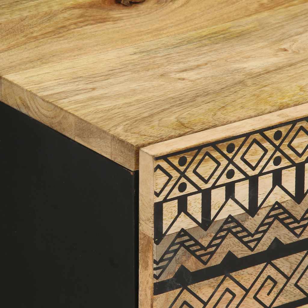 Κρεβατοκάμαρα Μαύρο 40x33,5x46cm Στερεό ακατέργαστο ξύλο Μάνγκο