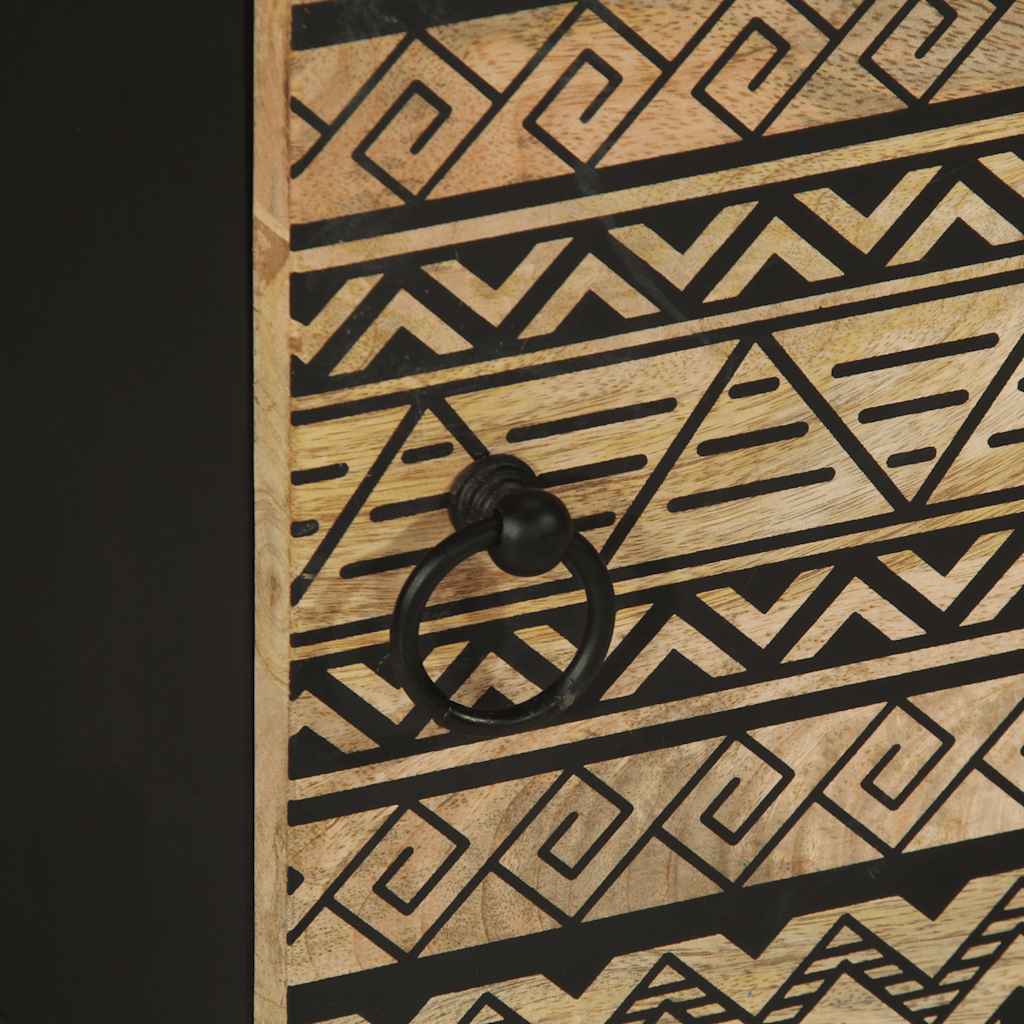 Κρεβατοκάμαρα Μαύρο 40x33,5x46cm Στερεό ακατέργαστο ξύλο Μάνγκο