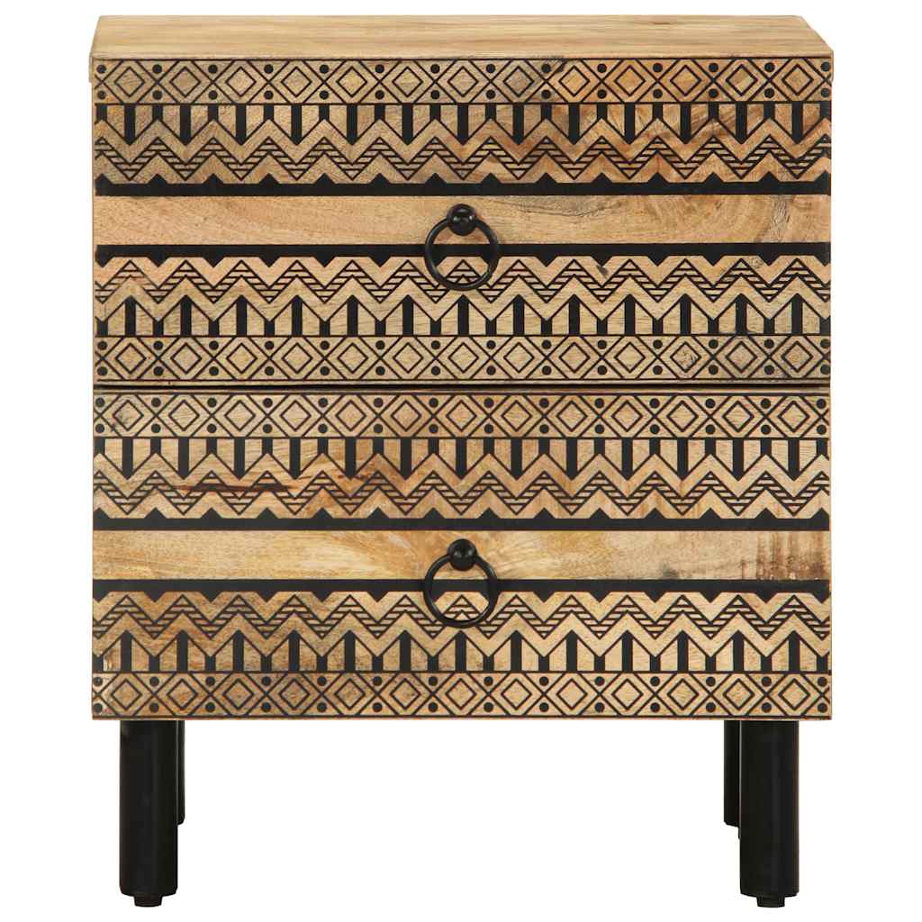 Κρεβατοκάμαρα Μαύρο 40x33,5x46cm Στερεό ακατέργαστο ξύλο Μάνγκο