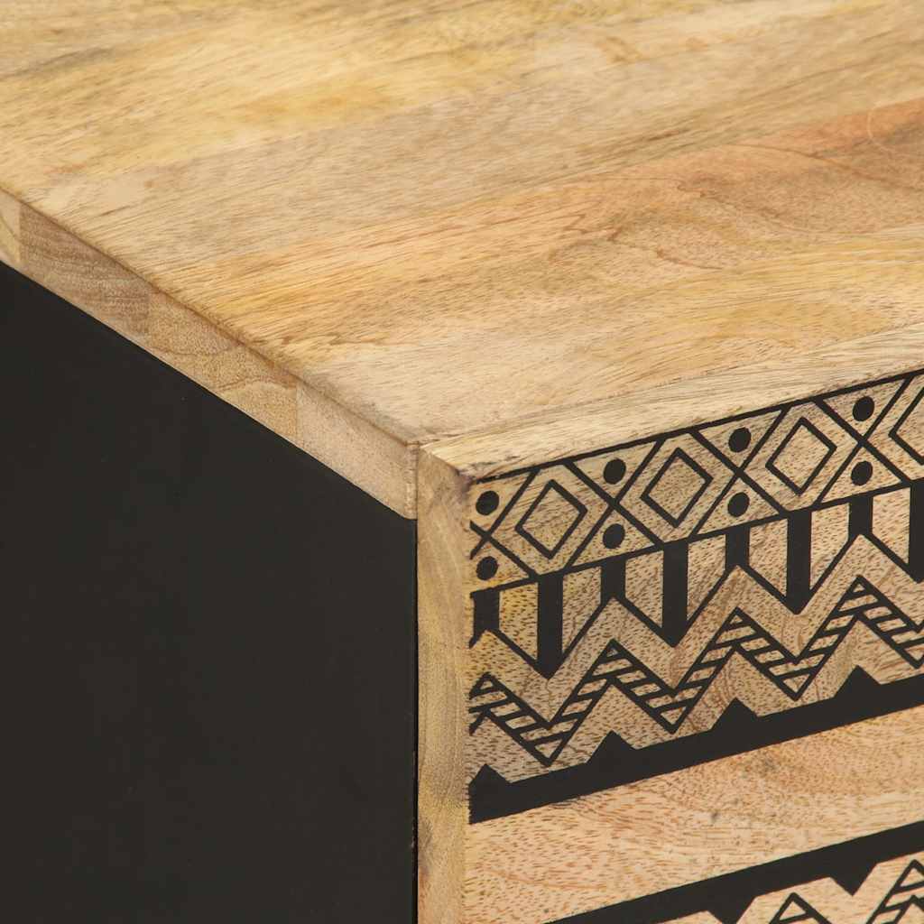 Κρεβατοκάμαρα Μαύρο 40x33,5x46cm Στερεό ακατέργαστο ξύλο Μάνγκο