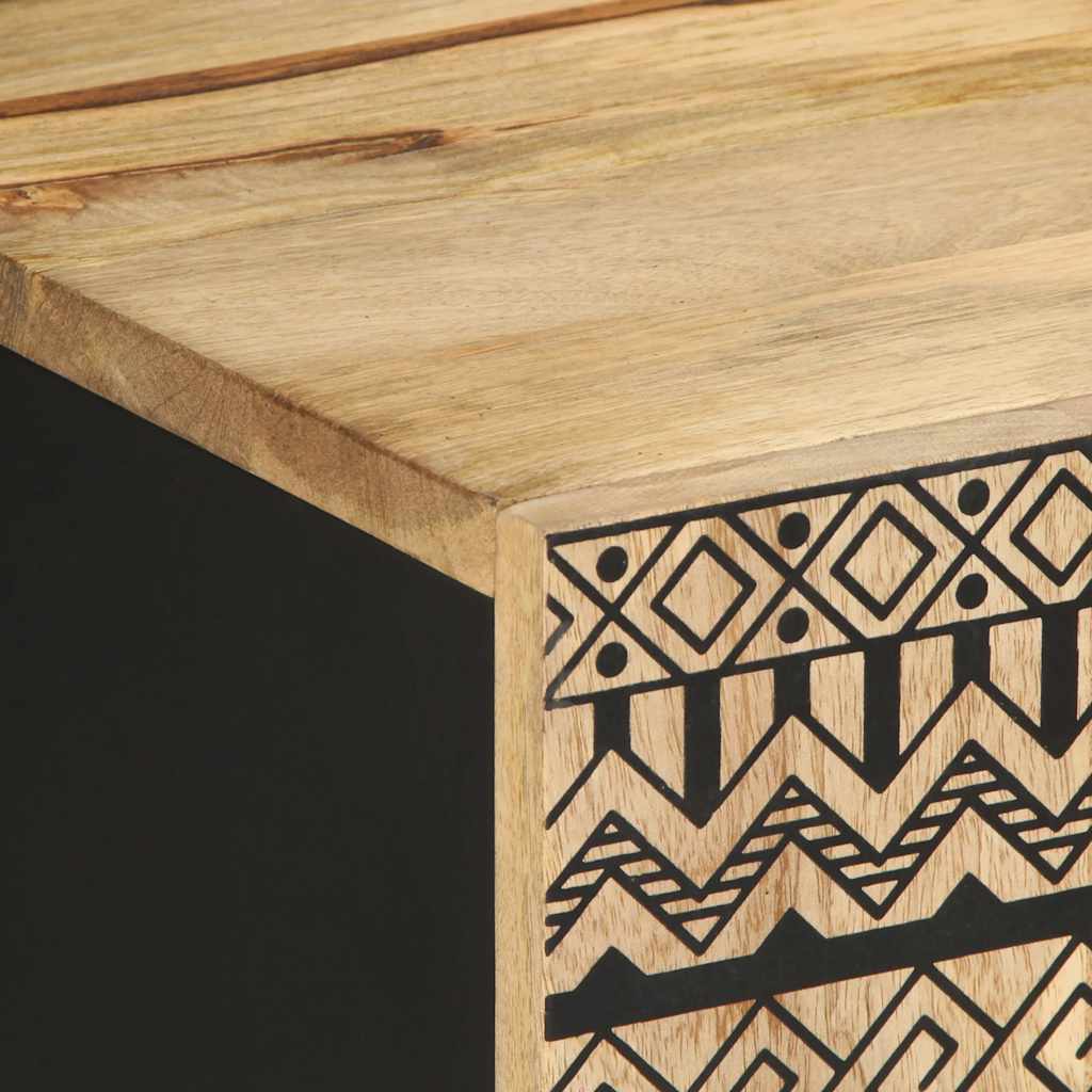 Έπιπλο Τηλεόρασης Μαύρο Ακατέργαστο Μασίφ Ξύλο Μάνγκο - Pakobazaar