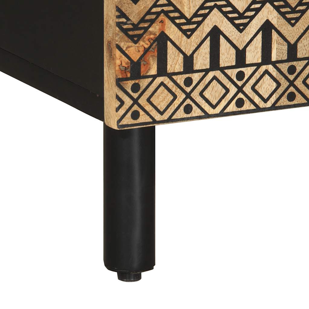 Έπιπλο Τηλεόρασης Μαύρο Ακατέργαστο Μασίφ Ξύλο Μάνγκο - Pakobazaar