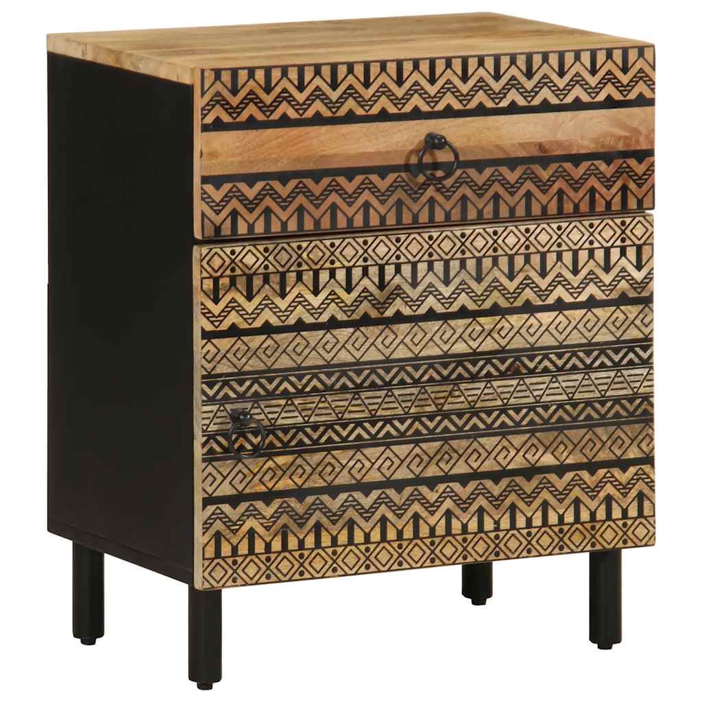 Κρεβατοκάμαρα Μαύρο 50x33x60 cm Στερεό ακατέργαστο ξύλο Mango