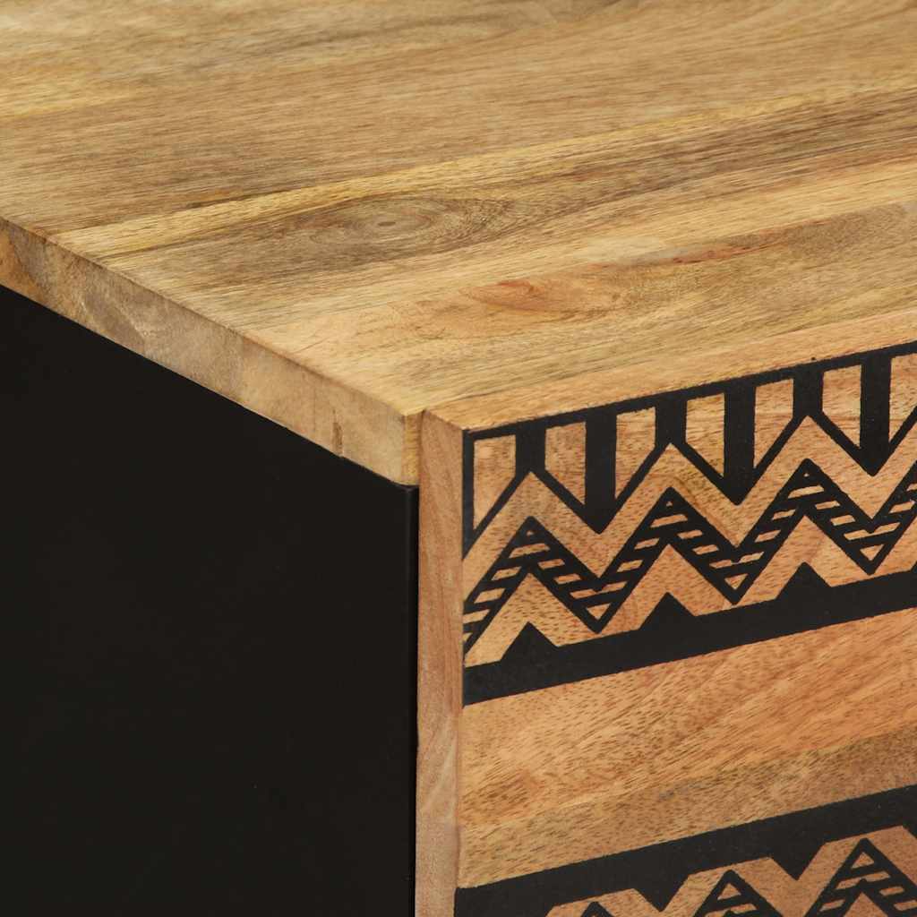 Κρεβατοκάμαρα Μαύρο 50x33x60 cm Στερεό ακατέργαστο ξύλο Mango