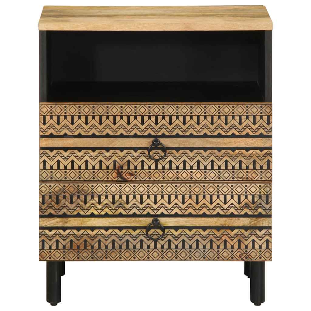 Κρεβατοκάμαρα Μαύρο 50x33x62 cm Στερεό ακατέργαστο ξύλο Mango