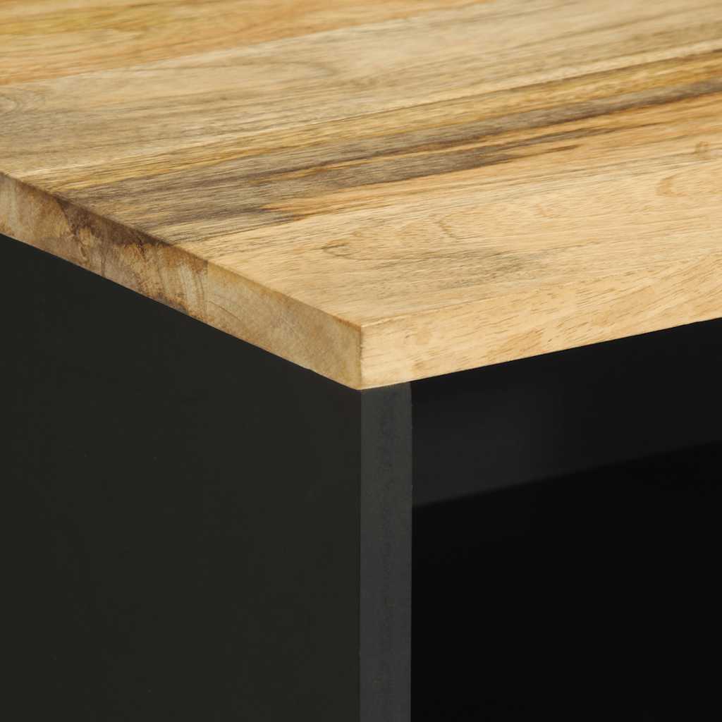 Κρεβατοκάμαρα Μαύρο 50x33x62 cm Στερεό ακατέργαστο ξύλο Mango