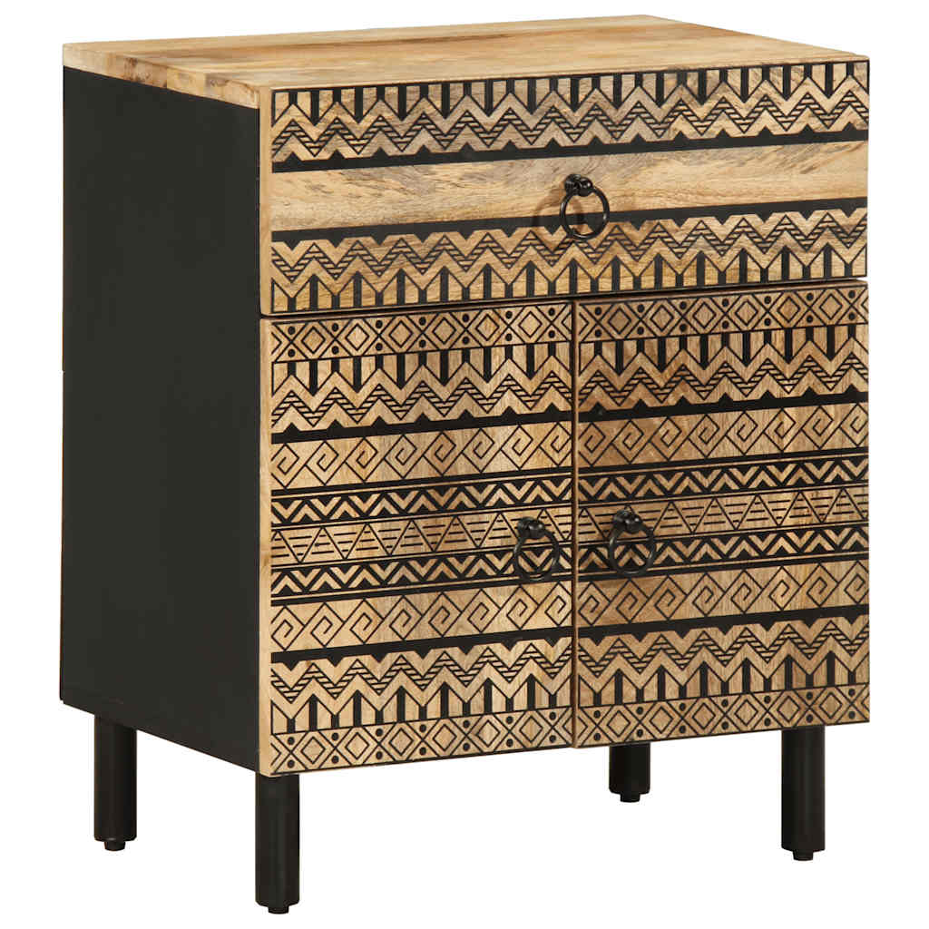 Κρεβατοκάμαρα Μαύρο 50x33x60 cm Στερεό ακατέργαστο ξύλο Mango