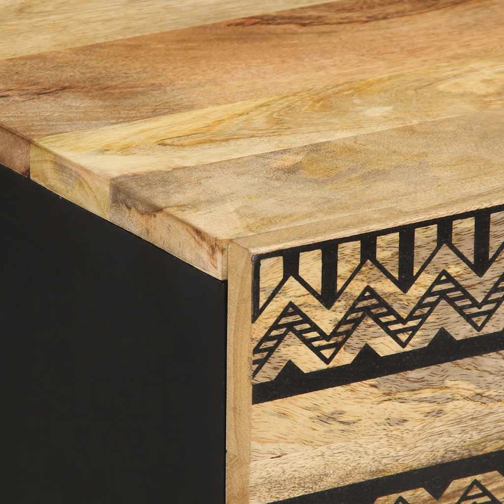 Κρεβατοκάμαρα Μαύρο 50x33x60 cm Στερεό ακατέργαστο ξύλο Mango