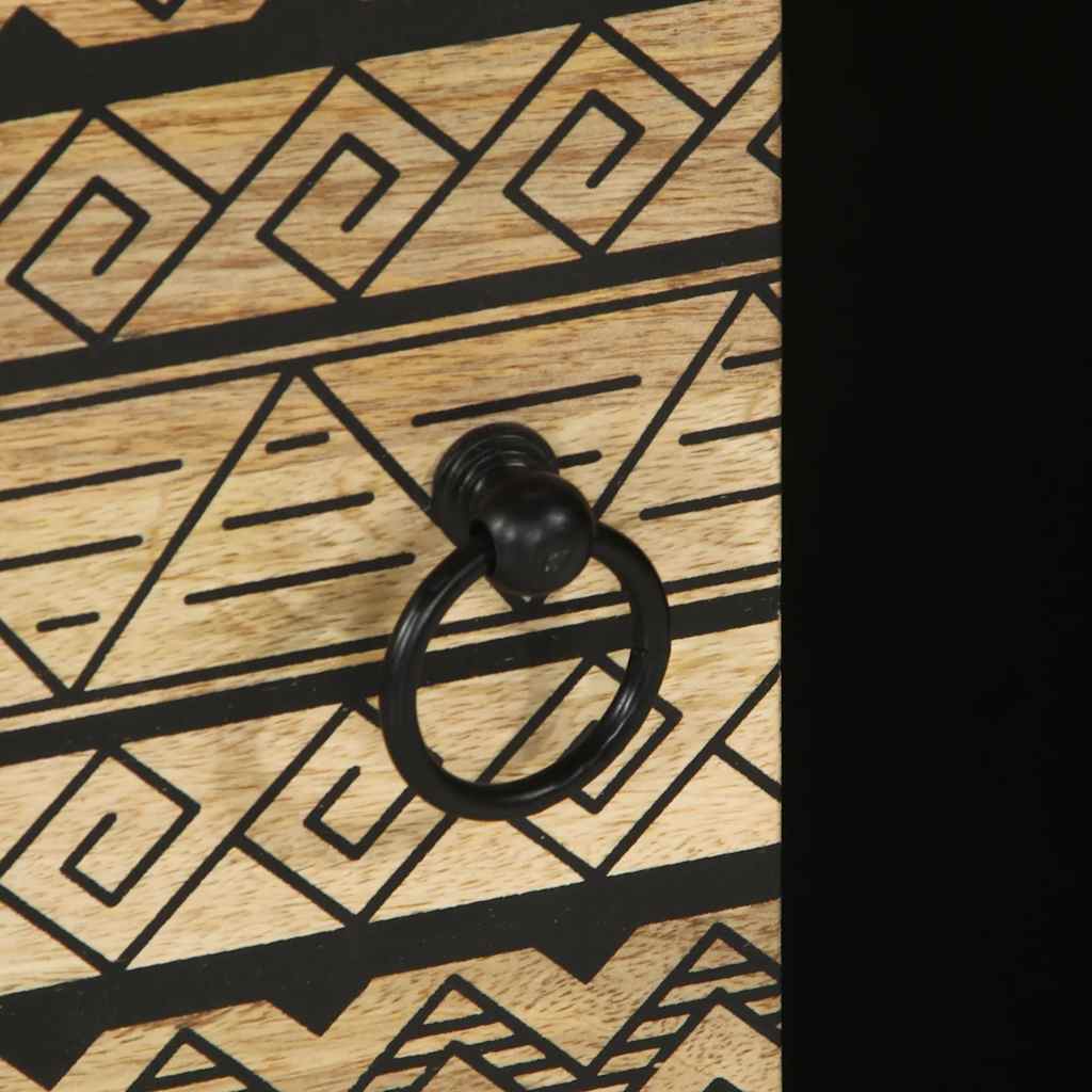 Τραπεζάκι Σαλονιού Μαύρο 100x54x40 εκ. Μασίφ Ξύλο Μάνγκο Τραχύς