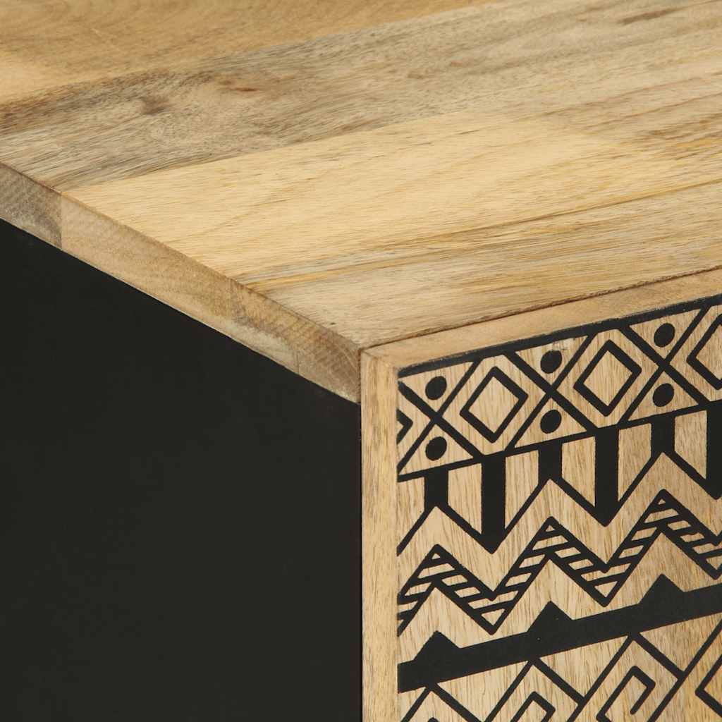 Έπιπλο Τηλεόρασης Μαύρο Ακατέργαστο Μασίφ Ξύλο Μάνγκο