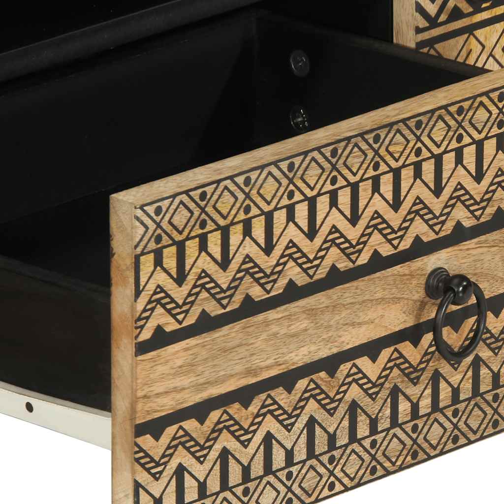 Έπιπλο Τηλεόρασης Μαύρο Ακατέργαστο Μασίφ Ξύλο Μάνγκο